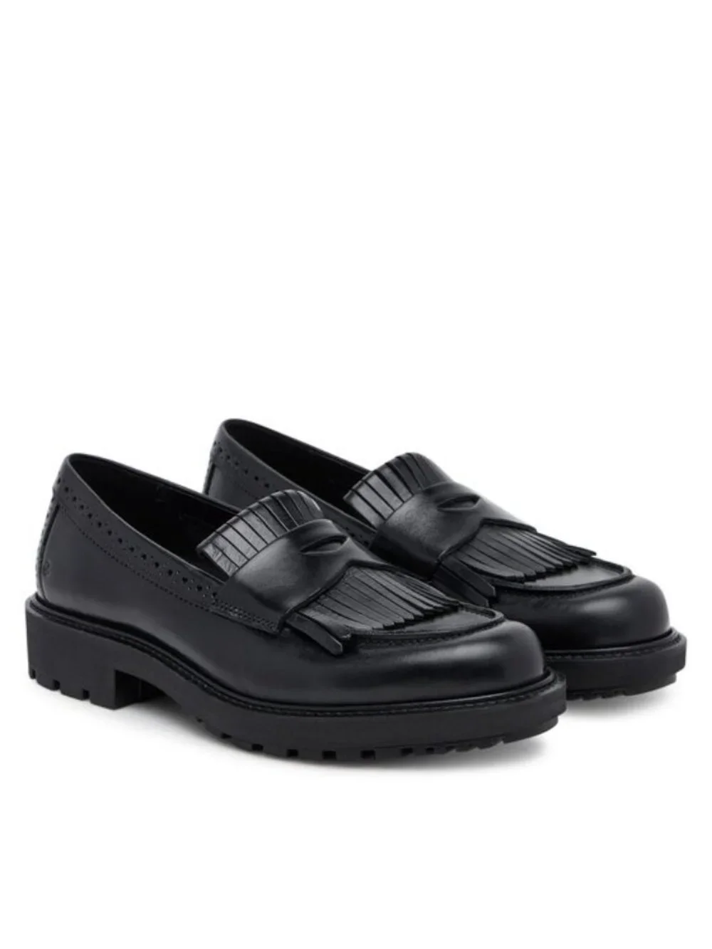Ecco Metropole Oslo Penny Loafers Leather Kiltie Brogue Slip On Black Size 36
